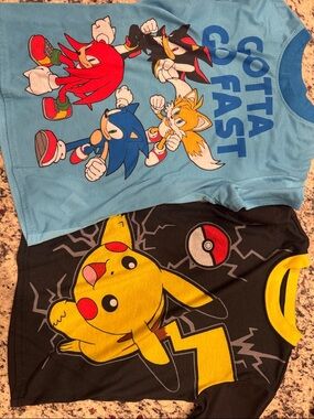 Sonic & Pikachu Kids Pajama Bundle Size 6/7 Pikacu & Size M/8 Sonic